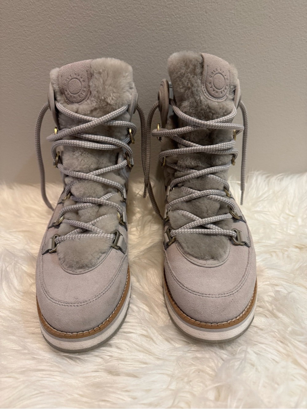 Cole Haan Women's Gray Suede and Shearling Boots